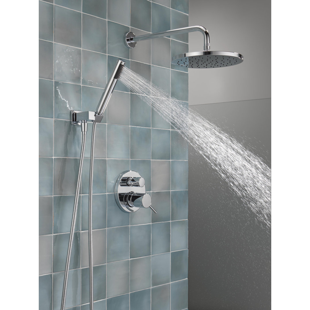 Modern Raincan Round Shower System, Rain Shower Head with Handheld Spray, Shower Faucet Set